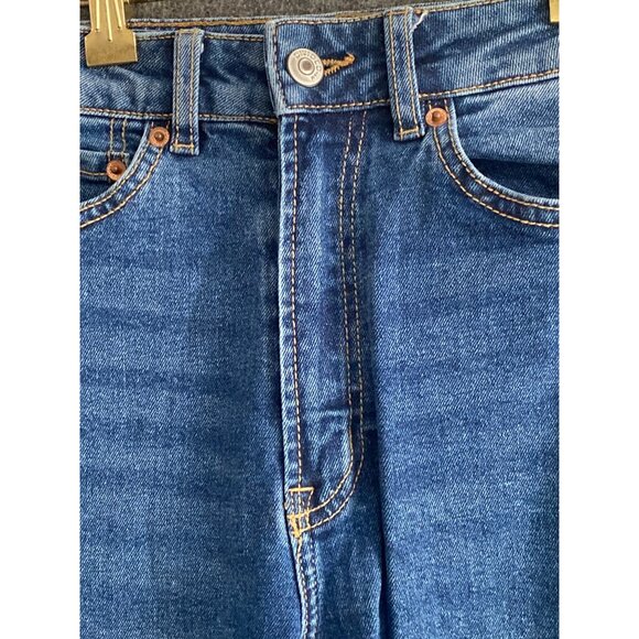 H&M Divided Jeans Washed Dark Blue Denim High Waist XS Straight Leg Women - Picture 4 of 13